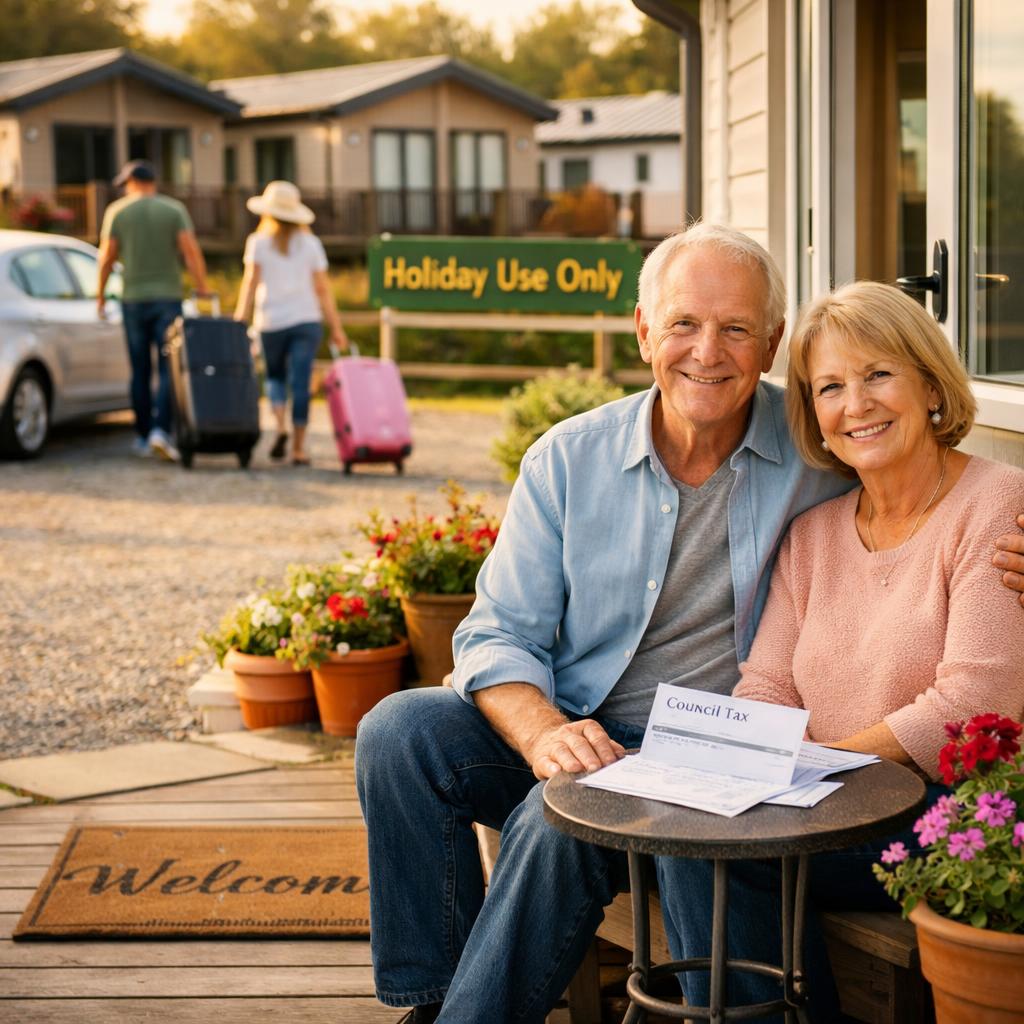 Residential park home with contrasting holiday lodges