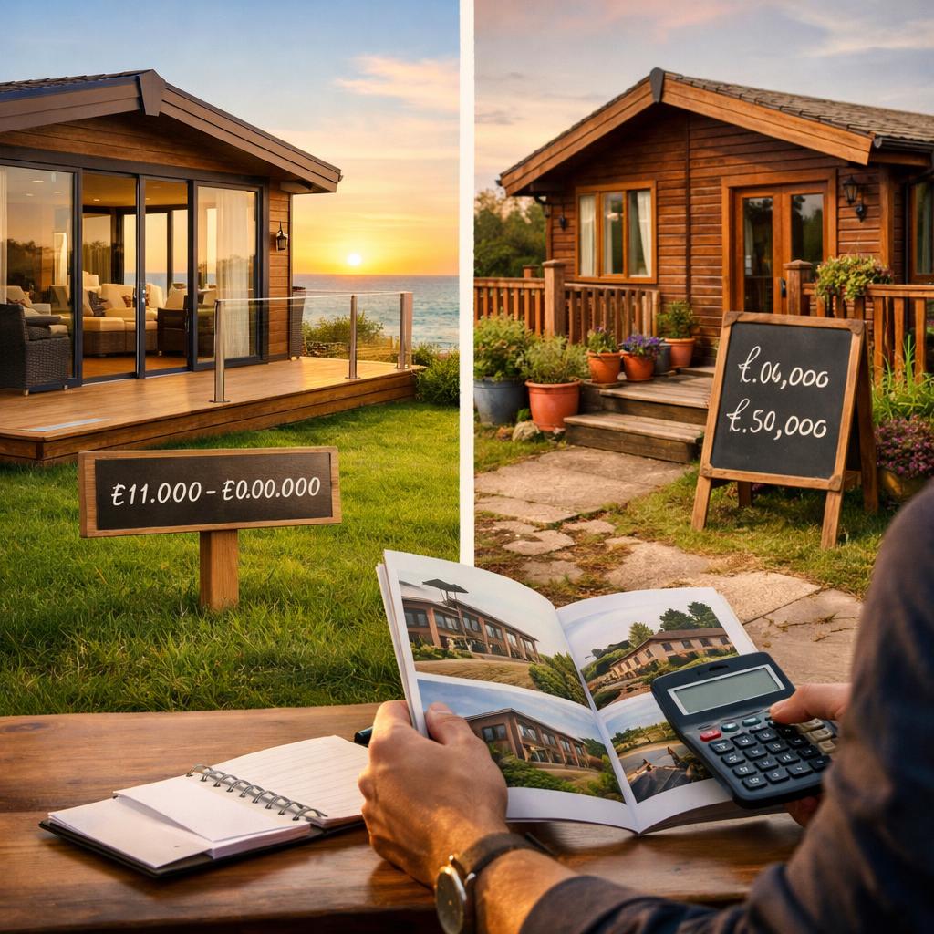 New and pre-owned lodges with price signs