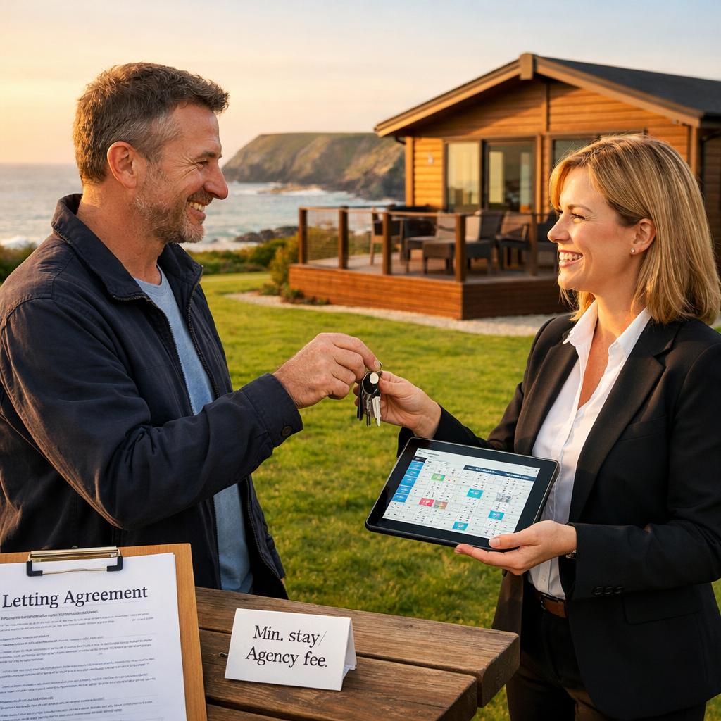 Owner hands keys to agent at Cornwall lodge