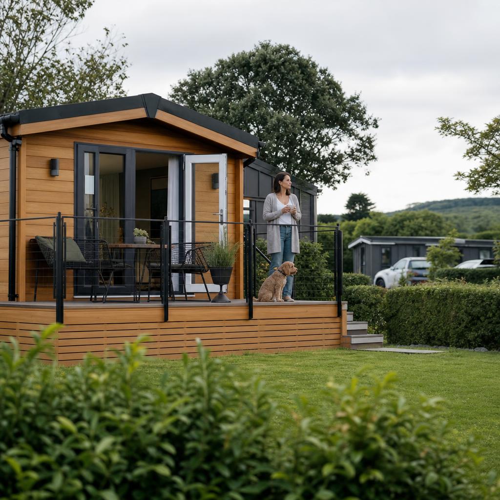 Timber holiday lodge on a managed park plot