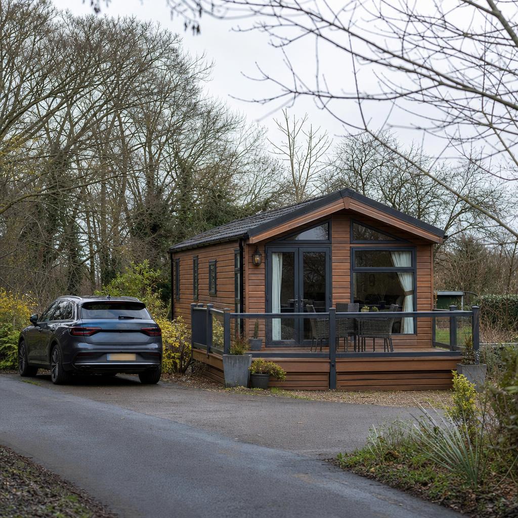 Timber lodge in a Cambridgeshire holiday park