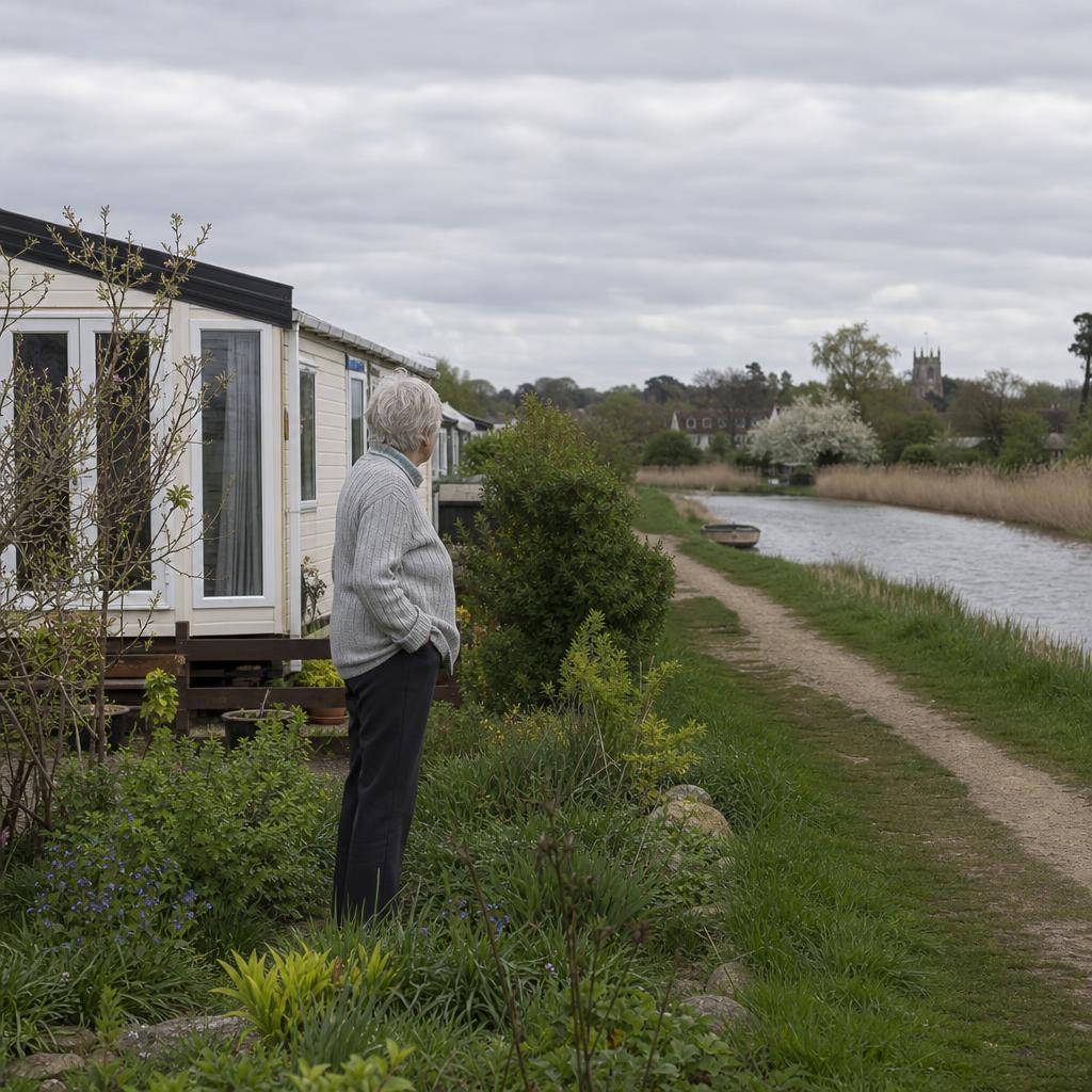 Park home beside a Cambridgeshire waterway