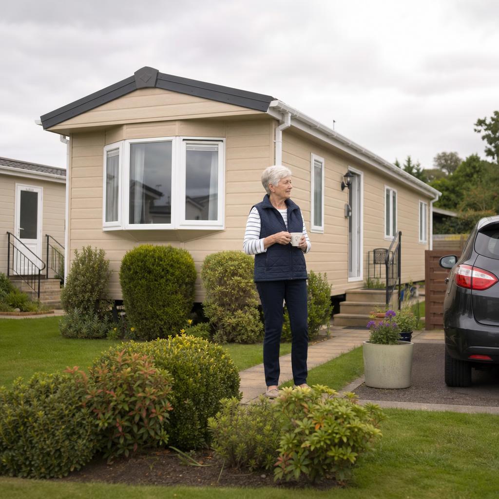 Compact park home on a residential park site