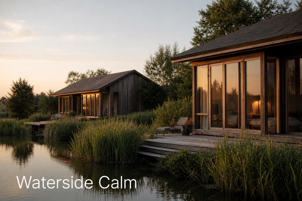 Lodges in Cambridgeshire: Waterside Lodge Living at Lazy Otter Meadows