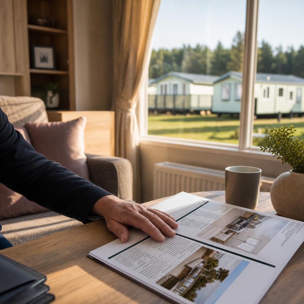 Price sheet beside holiday lodge living room window